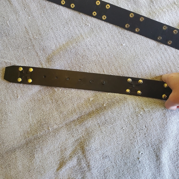 Bonded Leather Belt with Cross and Round Studs - Picture 3 of 8